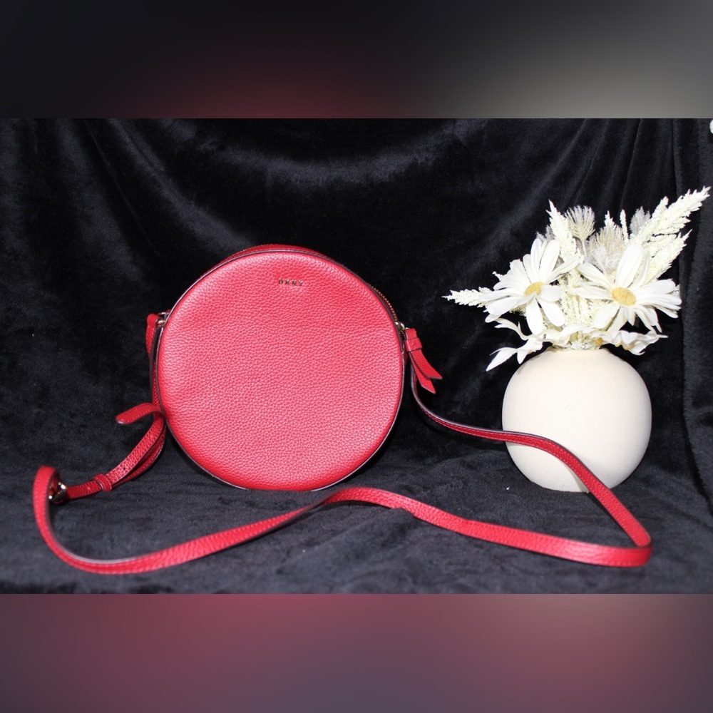 EUC DKNY Red Circle Crossbody Bag W/ Dust bag